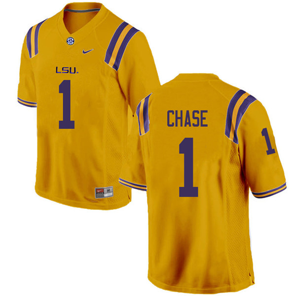 Men #1 Ja'Marr Chase LSU Tigers College Football Jerseys Sale-Gold